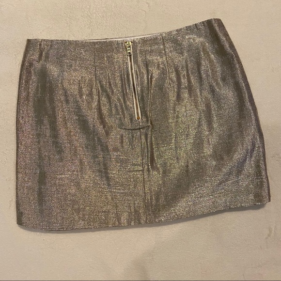 Alice + Olivia Metallic Gold Mini Skirt - Picture 3 of 5